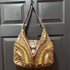 Charm and Luck BLING Gold and Brown Women's Hobo Bag
